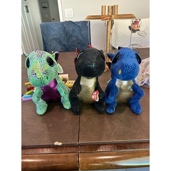 Ty Other - Ty Beanie Boos dragon lot of 3 - Grindal, Cinder, Saffire the Dragons NWT